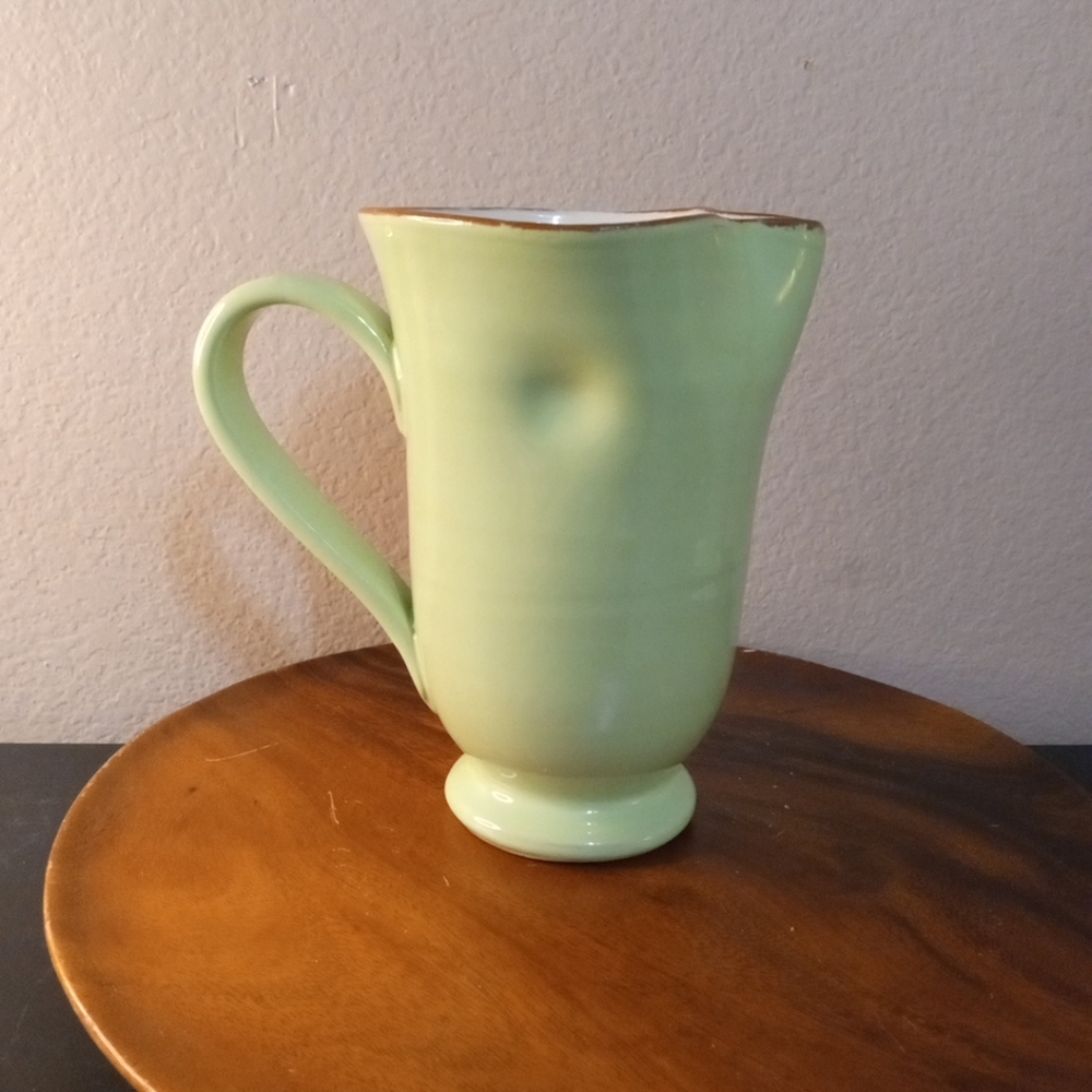 GORGEOUS Vietri Italy 8" Ceramic Green Dimpled Pitcher.